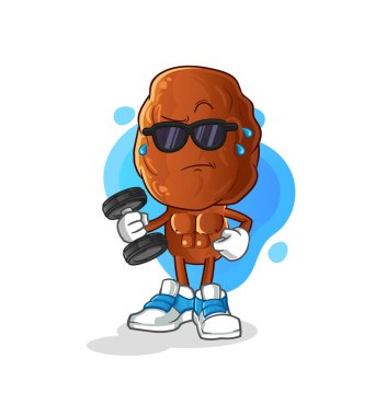 Meyve kafa çizgi filminin dambıl taşıyıcısı. çizgi film karakteri