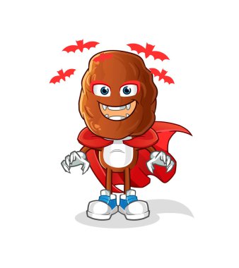 Meyve kafalı çizgi film Drakula illüstrasyonuyla. karakter vektörü