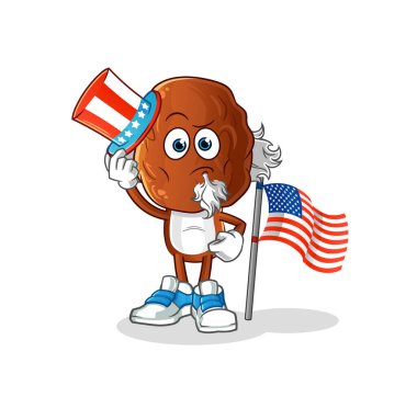 Meyve kafalı çizgi film karakteri Sam Amca ile çıkmak. çizgi film maskotu vektörü