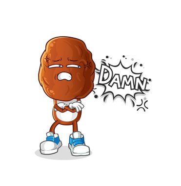 date fruit head cartoon very pissed off illustration. character vector