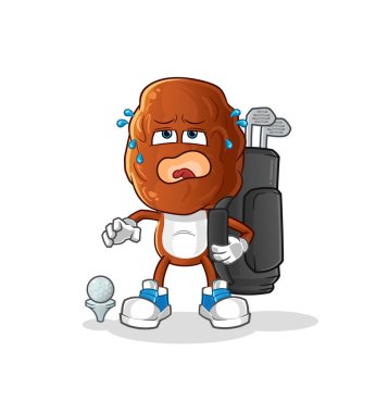 Golf ekipmanlı bir çizgi film karakteri. çizgi film maskotu vektörü