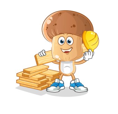 Mantar başlı çizgi film yapımcısı vektörü. çizgi film karakteri