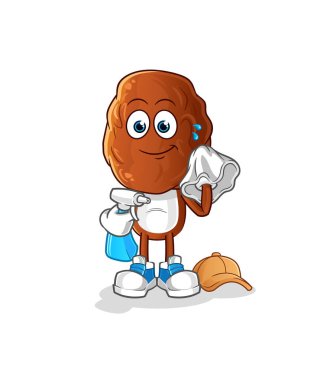 Meyve kafalı çizgi film temizleyicisi vektörüyle çık. çizgi film karakteri