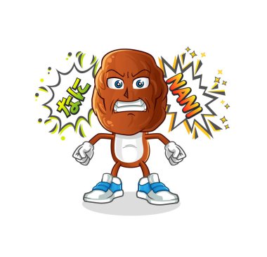 Meyve kafalı çizgi film karakteri kızgın vektörüyle çıkmak. çizgi film karakteri