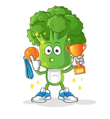 Brokoli kafa çizgi film birincisi trophie ile. çizgi film karakteri