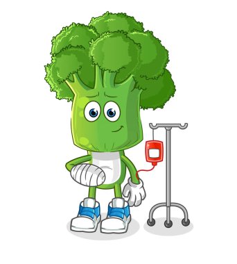 Brokoli baş çizgi filmi IV illüstrasyonunda hastalandı. karakter vektörü