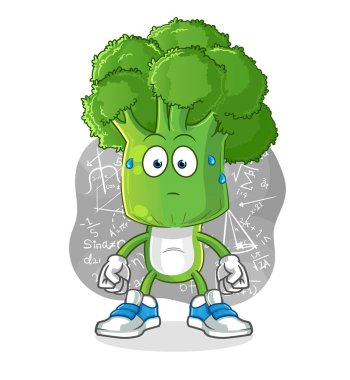 Brokoli kafa karikatürü sert vektör düşünüyor. çizgi film karakteri