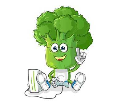 Brokoli kafa çizgi filmi video oyunları oynuyor. çizgi film karakteri