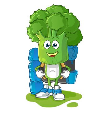 Brokoli kafa karikatürü kamp maskotu olur. çizgi film vektörü