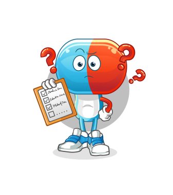 Kapsül başı çizgi film takvim listesi vektörü. çizgi film karakteri