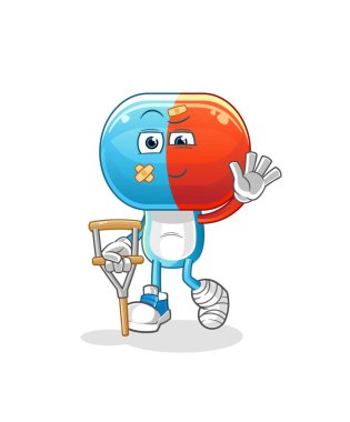 Topallayan sopalı kapsül kafalı çizgi film hastasıydı. çizgi film vektörü