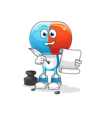 Kapsül başı çizgi roman yazarı vektörü. çizgi film karakteri