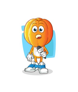 Yıldız Meyve Kafa çizgi film muhabiri. çizgi film maskotu vektörü