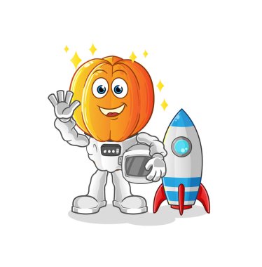 Yıldız Meyve Kafa çizgi film astronotu el sallayan karakter. çizgi film vektörü