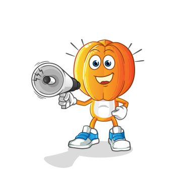 Yıldız Meyve Kafa çizgi filmi hoparlör vektörünü tutuyor. çizgi film karakteri