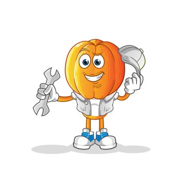 Yıldız meyve kafalı mekanik çizgi film karakteri. çizgi film maskotu vektörü