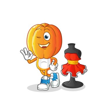 Yıldız Meyve Kafa çizgi film moda tasarımcısı vektörü. çizgi film karakteri