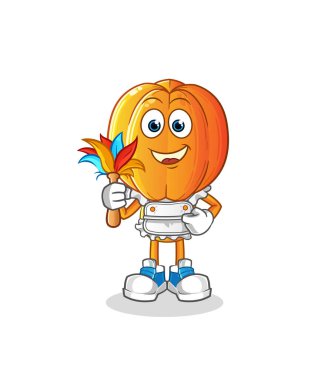 Yıldız meyve kafalı çizgi film hizmetçisi maskotu. çizgi film vektörü