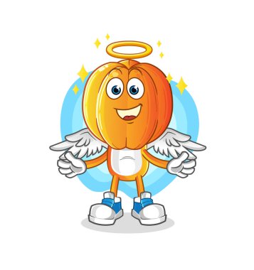 Kanat vektörlü yıldız meyveli çizgi film meleği. çizgi film karakteri