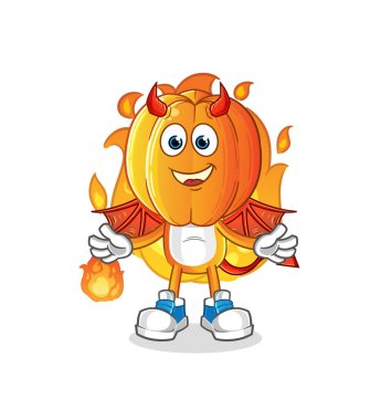 Kanat karakteri olan yıldız meyve kafalı çizgi film iblisi. çizgi film vektörü