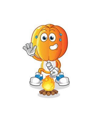 Yıldız meyveli çizgi film karakteri lokum kızartıyor. çizgi film vektörü