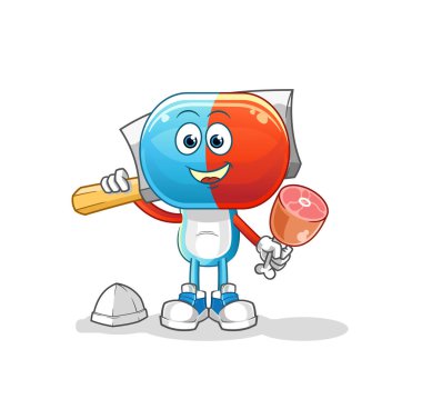 Kapsül kafalı kasap çizimi. karakter vektörü