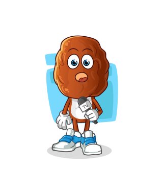 Meyve Kafa çizgi film muhabiriyle çıkmak. çizgi film maskotu vektörü