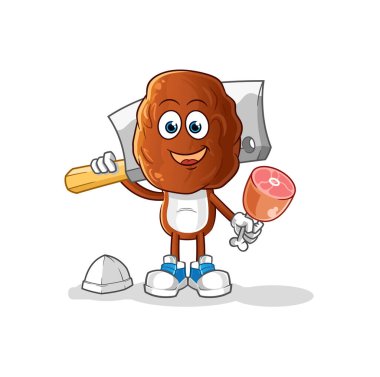 Meyve kafa çizgi filmi Kasap illüstrasyonuyla çık. karakter vektörü