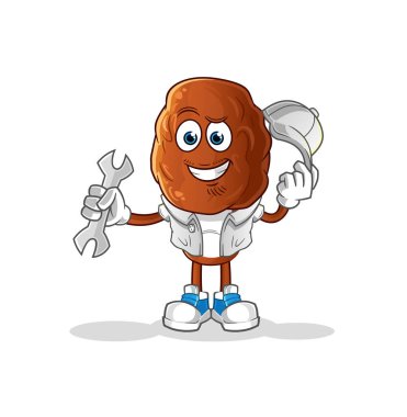 Meyve kafalı mekanik çizgi film karakteri. çizgi film maskotu vektörü