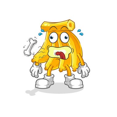 Muz geğirme maskotu. çizgi film vektörü