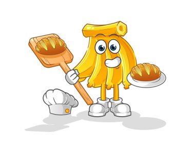 Ekmekli muzlu fırın. çizgi film maskotu vektörü
