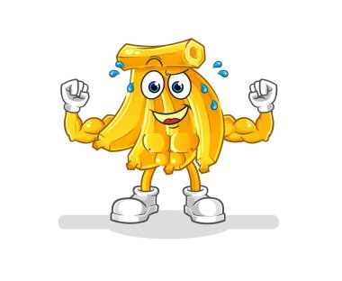 Muz kaslı çizgi film. çizgi film maskotu vektörü