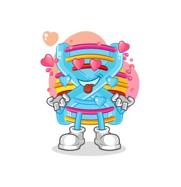 DNA düşüşü aşk vektörü. çizgi film karakteri