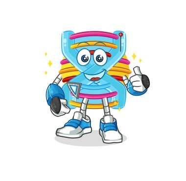 DNA robot karakteri. çizgi film maskotu vektörü