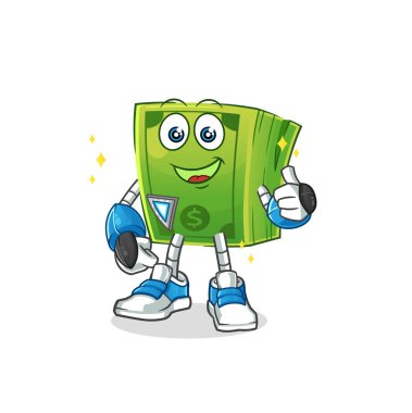 Para robotu karakteri. çizgi film maskotu vektörü