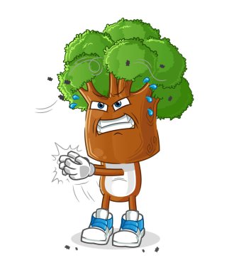 Ağaç başlı çizgi film karakteri. çizgi film vektörü