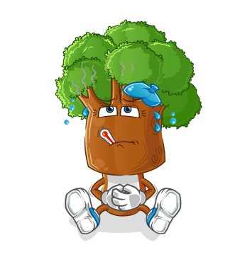 Ağaç kafalı hasta vektör. çizgi film karakteri