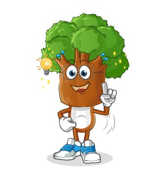 Ağaç kafası çizgi filminin bir fikri var. maskot vektörü