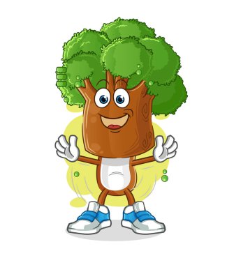 Ağaç başlı çizgi film karakteri. çizgi film maskotu vektörü