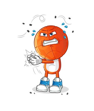 Basketbol baş çizgi film karakteri Swat Fly. çizgi film vektörü