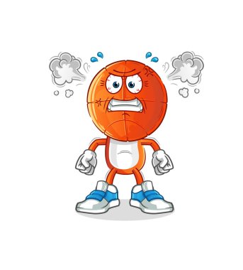 Basketbol kafa çizgi filmi çok kızgın bir maskot. çizgi film vektörü