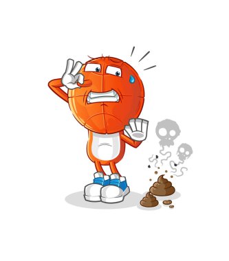 Kokuşmuş atık resimli basketbol kafa çizgi filmi. karakter vektörü