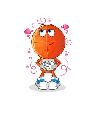 Basketbol baş çizgi film utangaç vektörü. çizgi film karakteri