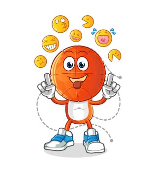 Basketbol baş çizgi film karakteri gülüyor ve alay ediyor. çizgi film vektörü