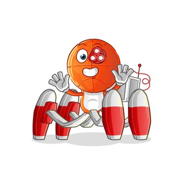 Basketbol baş çizgi film gelecekteki robot vektörü. çizgi film karakteri