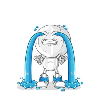 İlaç tableti kafa karikatürü ağlama illüstrasyonu. karakter vektörü