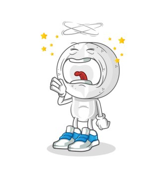 İlaç tableti kafa çizgi filmi esneme karakteri. çizgi film maskotu vektörü