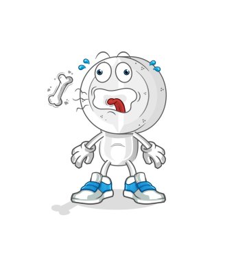 İlaç tableti kafa çizgi film geğirti maskotu. çizgi film vektörü