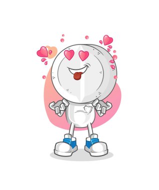 İlaç tableti kafa çizgi filmi Fallin Love vektörü. çizgi film karakteri