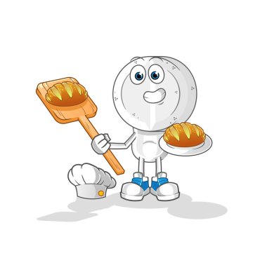 Ekmekli, çizgi film fırıncısı ilaç tableti. çizgi film maskotu vektörü